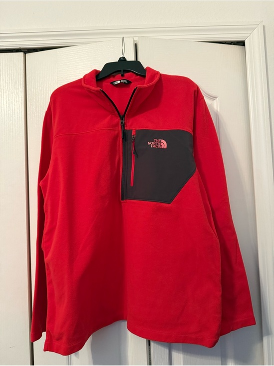The North Face Other - The North Face Red Fleece Pullover with Black Neck Label
